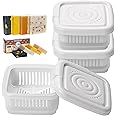 Square Soap Travel Case Set of 3, Soap Dish with Lid Bar Soap Tray with Drain Rack for Bathroom Shower, Portable Soap Rest Holder for Gym Traveling Camping, Tightly Closed White Soap Box