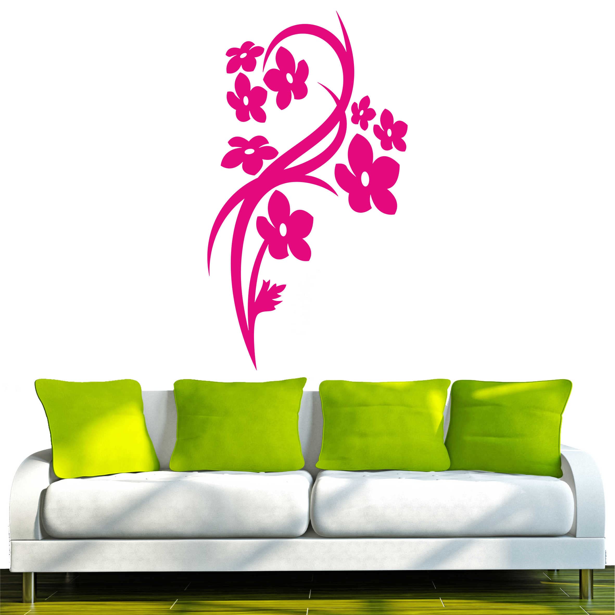 INDIGOS 4051095712152 – D211 Great Flower Tendril Tribal Flower Plant wall sticker home Graphic Decal Gift Decor Kids Room Novelty Wall art vinyl sticker – Pink, 120 x 66 x 1 cm — image 1