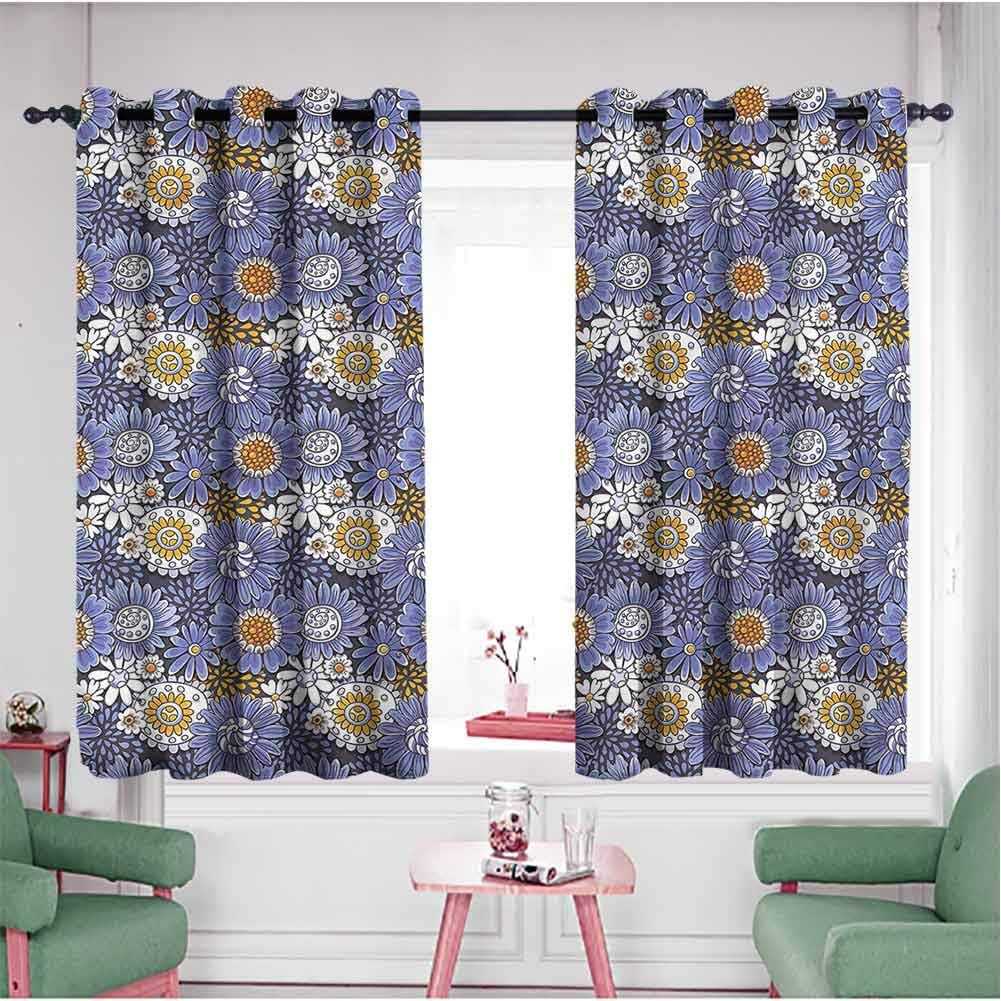 Floral Blackout Curtains, Reduce Noise Daisies Doodle
