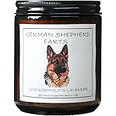 German Shepherd Gifts & Decor, German Shepherd Gifts for Women - German Shepherd Farts Candle, Dog Mom Gift, Natural Soy Wax Lavender Scented Candle 7oz
