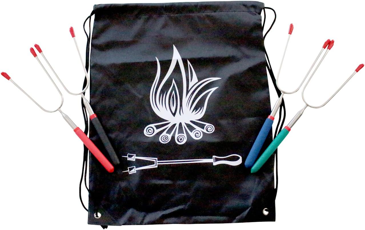 Campfire Chef - Extendable Marshmallow Roasting Sticks - Telescopic Roasting Forks - Convenient Drawstring Tote Bag - Kid Friendly, Camper Approved - Perfect for Backyard, Beach, or Mountain Fires