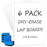 Scribbledo 6 Pack Small White Board Dry Erase Boards Classroom Pack Mini White Boards 9" x12” Personal Whiteboards for Studen