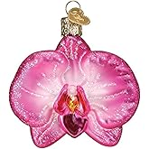 Old World Christmas Orchid Glass Blown Ornament for Christmas Tree, Handcrafted Holiday Decoration, Garden Collection