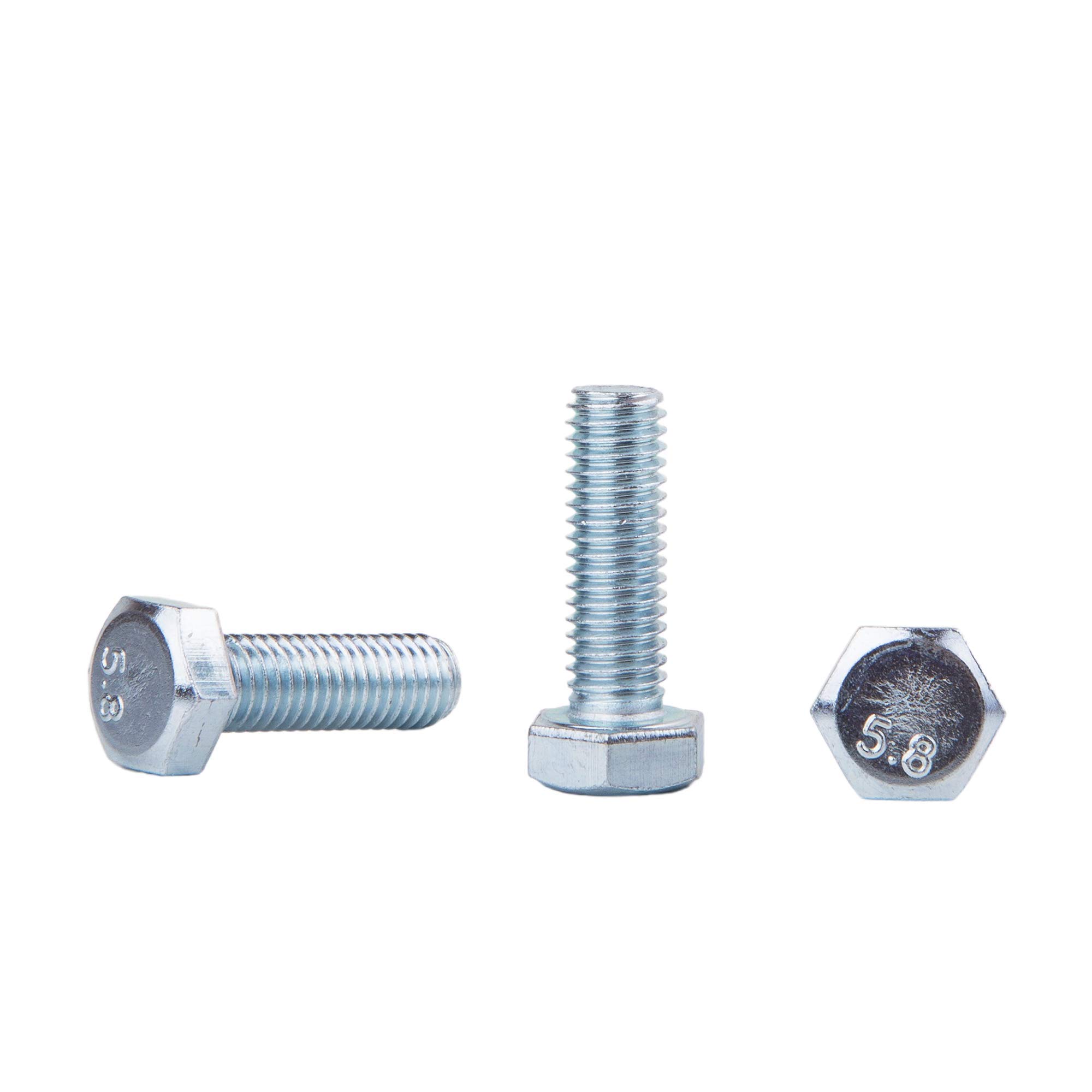 (Pack of 100 pcs) DIN 933 Zinc Plated Steel Hexagon Screws M8 x 25 mm, Hex Bolts, Fully Threaded, Hex Head (100, M8 x 25 mm)