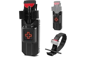 TRSAIM Tourniquet Case with One-Handed Operation Tourniquet,Tourniquet Case Included Rescue Medical Tourniquet,Tatical Pouch Kit for Emergency First Aid (Black)