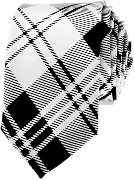 Amazon Co Jp Toptie ネクタイ ナロータイ スキニー 黒と白のチェック柄 男女兼用 ビジネス スポーツ アウトドア