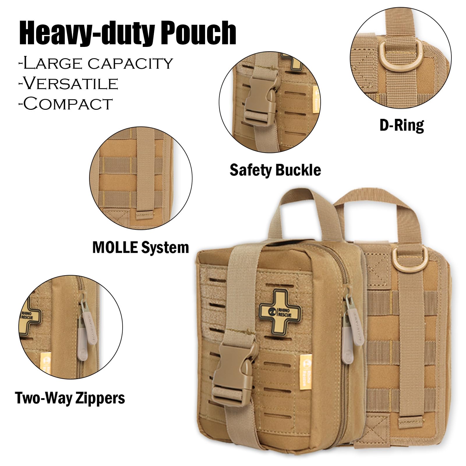 RHINO RESCUE IFAK Trauma First Aid Kit, FSA HSA Eligible, Medical Pouch for Car Home Travel Hiking (Camouflage)