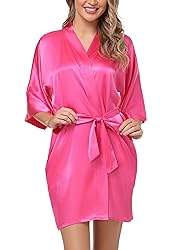 The Bund womens Pure Colour Short Kimono Robes with