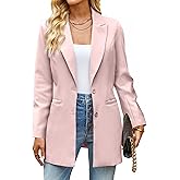 luvamia Blazers for Women Business Casual Long Blazer Jackets Dressy Work Professional Office Outfits Lapel Pockets