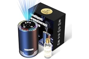 TORETARK Smart Car Air Freshener Diffuser Voice Control with Starry Projection Light,3 Adjustable Modes Intelligent Aromatherapy for Essential Oil,Smart Auto On/Off,50ml Perfume*1(Voice Edition)