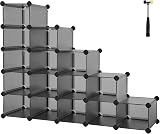 Songmics 16-Cube Storage Unit Shoe Rack DIY Shelving Grey LPC44G 30 x 111.2 x