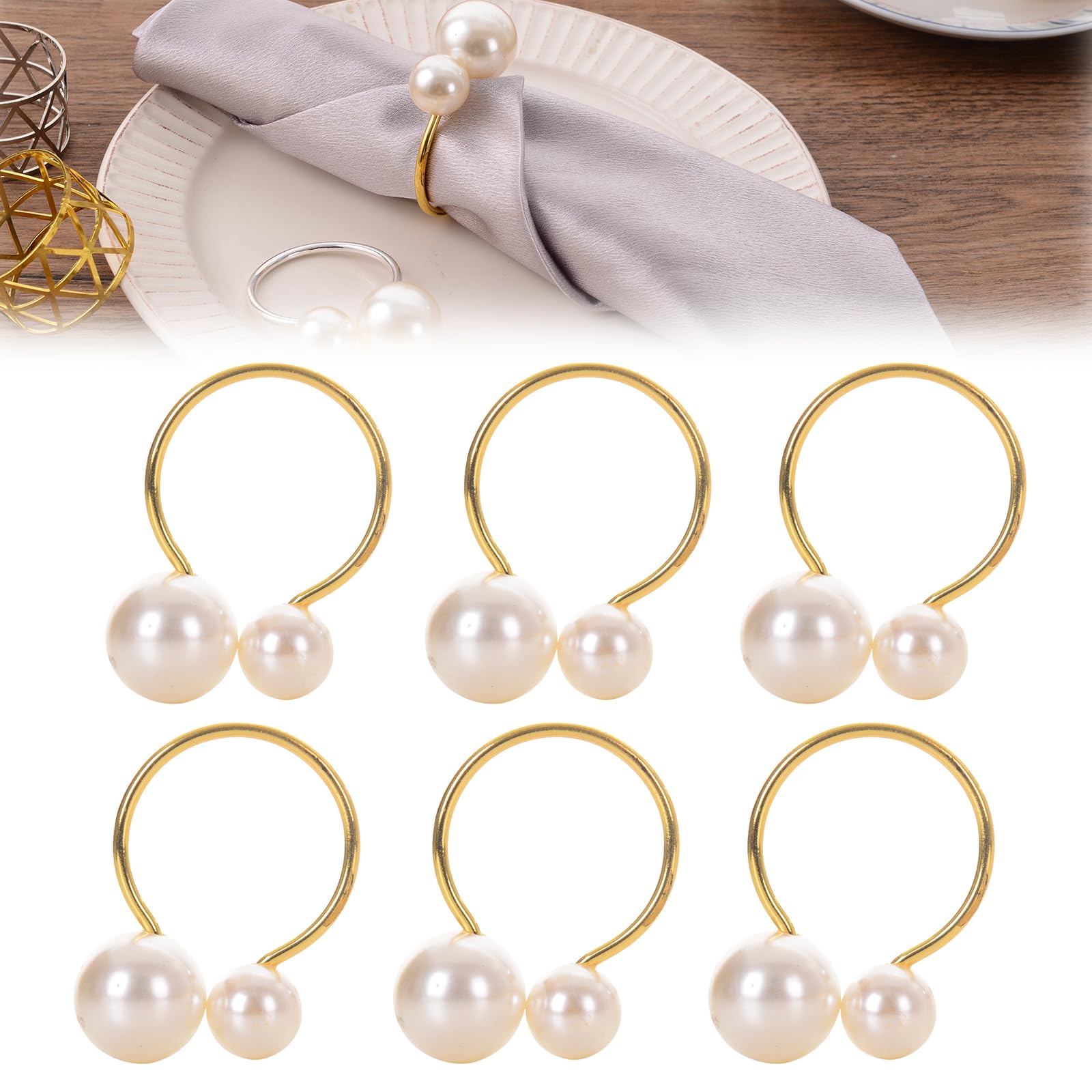 Sewokon Gold Napkin Rings Set, 6 PCS, Modern Style, Polished Finish, Ideal for Christmas, Dinners, Weddings, Parties, and Events