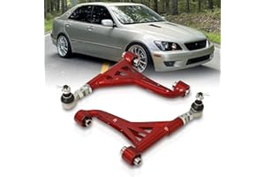 AJP Distributors Rear Upper Adjustable Control Arms RCA Pillowball Steel Camber Kit Red JDM VIP Drift Track Compatible/Replacement For IS300 GS300 GS400 GS430 1998 1999 2000 2001 2002 2003 2004 2005