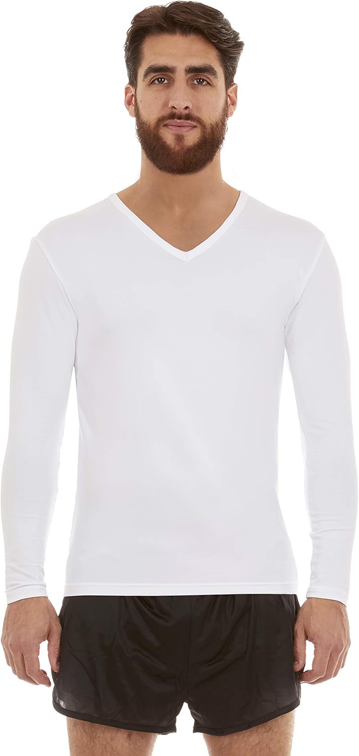 Thermajohn Mens Ultra Soft V-Neck Thermal Underwear Shirt - Fleece Lined Long Sleeve Underwear Long Johns T Shirt at  Men’s Clothing store