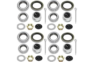 LUMANIOUS 4 Sets L68149 L44649 Trailer Axle Bearings Kit with 171255TB Grease Seals,1.98'' Trailer Dust Caps, Cotter Pins, Axle Nuts & Washers, Fits for 1-3/8'' to 1-1/16'' 3500 Lbs Trailer Axle #84 Spindle