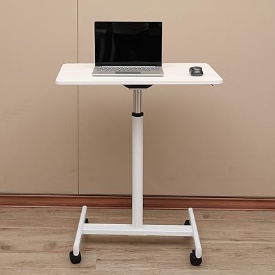 adjustable height computer desk on wheels