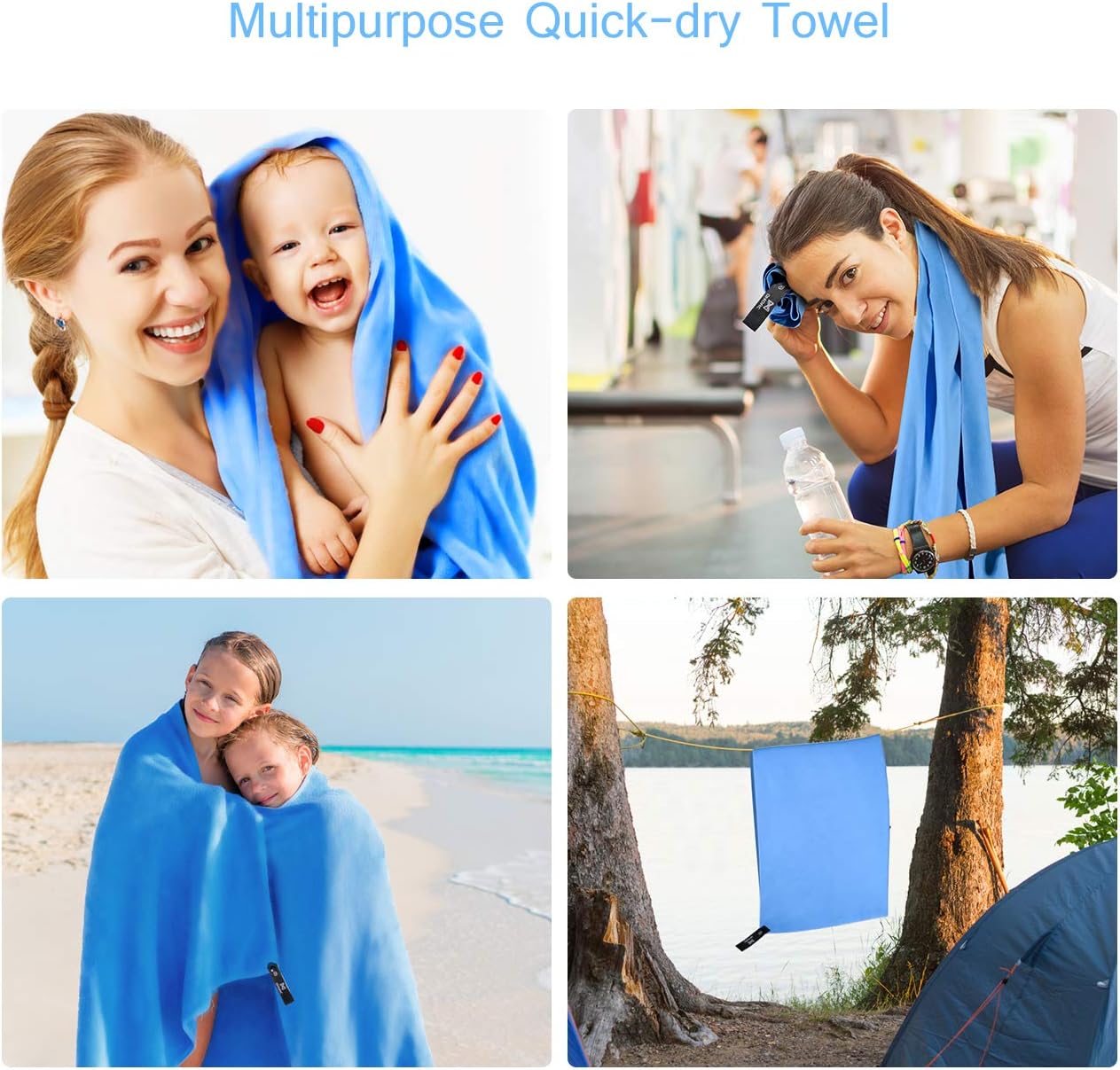 OMORC Microfiber Travel Towel, Sports Towel Set, Fast Drying Towel, 2 Pack Large(63x32in,28x15in), Super Absorbent, Ultra Compact, Lightweight for Camping, Gym, Beach, Swimming, Yoga: Home & Kitchen