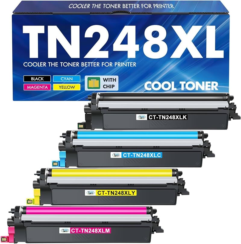 Cool Toner TN248XL Compatible 4 Pack for Brother MFC HL-L3020 3560 3740