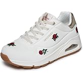 Skechers Womens Uno - Champagne &amp; Roses | Casual sneaker, Air-Cooled Memory Foam, Skech-Air, Wedge Fit, No Tie Fit