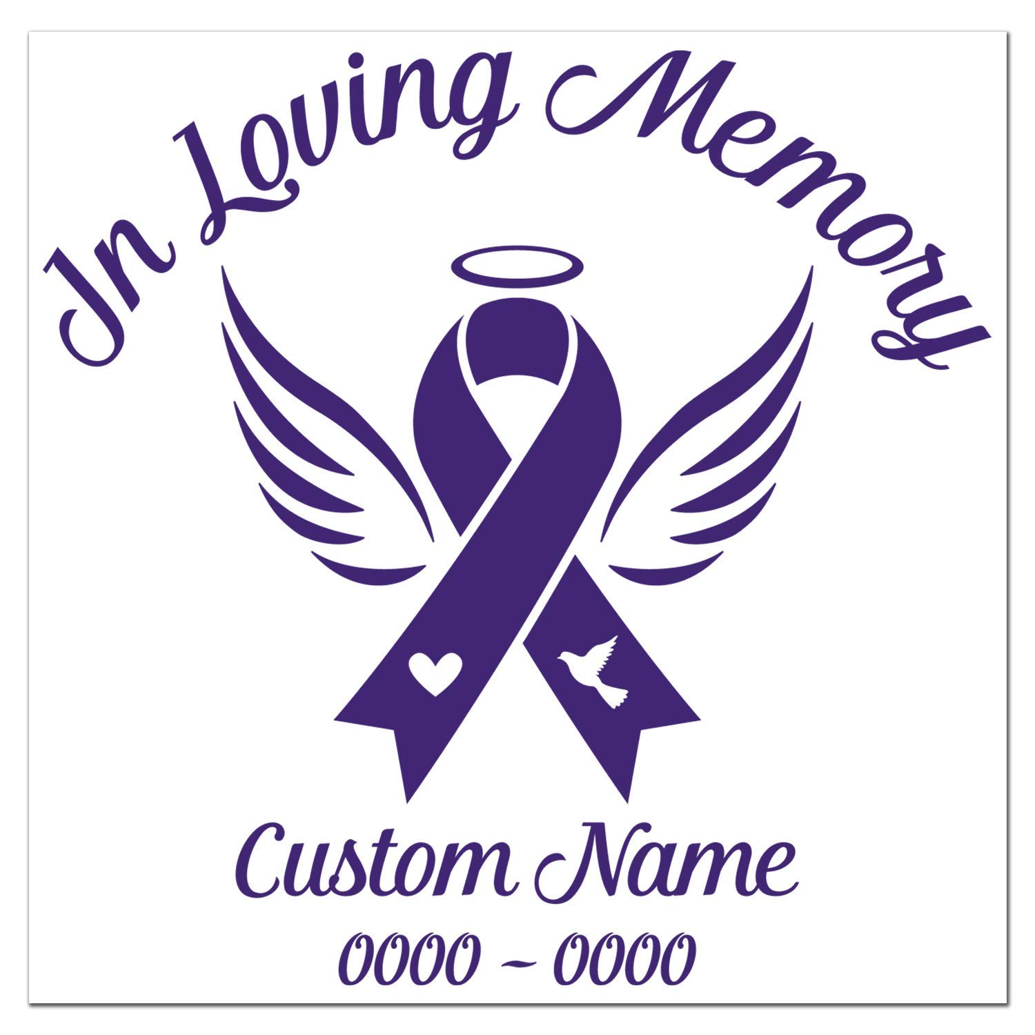 Custom Cancer In Memory Of Decal Memorial Angel Ribbon Vinyl Decal Sticker