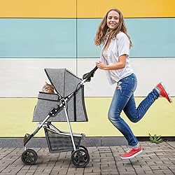 MoNiBloom 3 Wheels Pet Dog Cat Stroller for Small