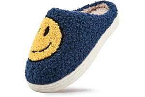 COVS Cute Kids Smile Face Slippers for Girls Boys Soft Plush Non-Slip Toddler House Slippers Little kids smile slippers Indoor Outdoor