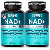 NAD+ Elite Complex – Direct NAD+ 300 mg with Urolithin A, Resveratrol, CoQ10 & Antioxidant Blend – Cellular Energy, Mitochondrial Support & Healthy Aging – Vegan, Non-GMO- 60 Capsules (Pack of 2)