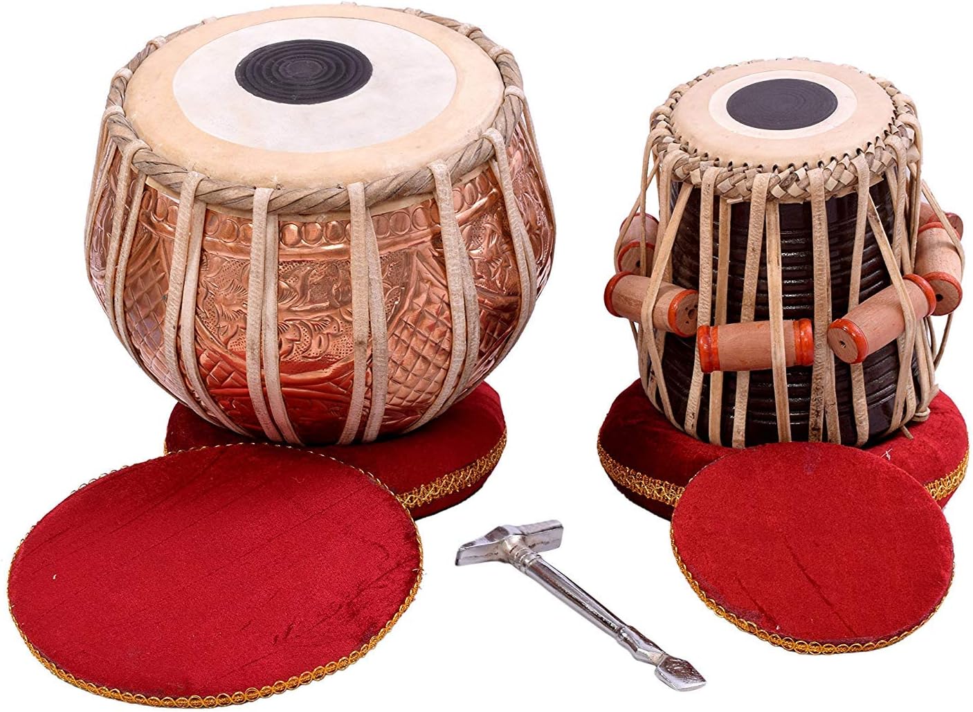 Tabla Drum Set, Colored Bayan, Finest Dayan with, Hammer, Cushions & Box