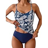 Eomenie Tankini Swimsuits for Women Two Piece Tummy Control Bathing Suit Slimming Modest Swimwear with High Waisted Bottom