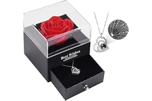 WOKEISE Rose Christmas Gifts with Necklace I Love You in 100 Languages,Forever Flower Unique Roses Gifts for Women Mom,Grandma,Girlfriend,Wife,Sister,Birthday,Anniversary,Mothers Day,Valentines Day
