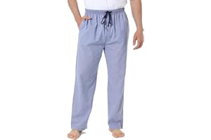 Jveyvth Mens Pajama Pants 100% Cotton Plaid Sleep & Lounge Pants, PJ Bottoms with Pockets and Button Fly