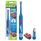 Firefly Slim Sonic Hot Wheels Toothbrush with USB Charging and Antibacterial Cover, Ages 3+, 1 Count