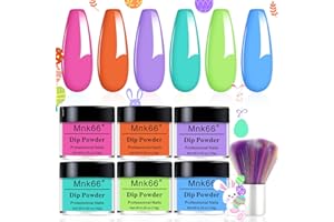 MNK66 Neon Dip Powder Set, 6 Colors - Glossy Nail Art Manicure DIY Salon Home Gift for Ladies (YYSDDPS-04-6pcs)