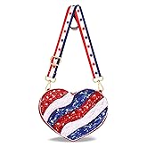 CEALXHENY 4th of July Purse for Women Sequin Beaded USA Star Purse American Flag Crossbody Shoulder Bag 4th of July Outfits