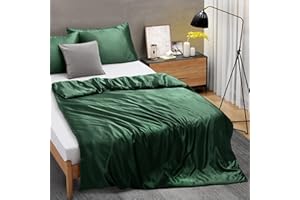 Ersmak 48" x 72" Duvet Cover for Weighted Blanket, Silky & Removable Satin Duvet Cover with Zipper & 8 Ties Secure Fastening, Emerald Green