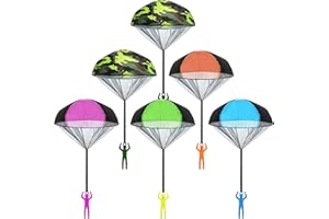 Leehoom 6PCS Parachute Toys Set Tangle Free Throwing Parachute Figures Hand Throw Soliders Parachute Square Outdoor Children's Flying Toys | Age：Over 3 Years Old - No Batteries Toss It Up (Set G)