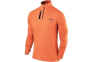 TCA Men's Fusion Pro Quickdry Long Sleeve Half Zip Running Shirt – Athletic Workout Pullover with Pocket & Thumb Holes