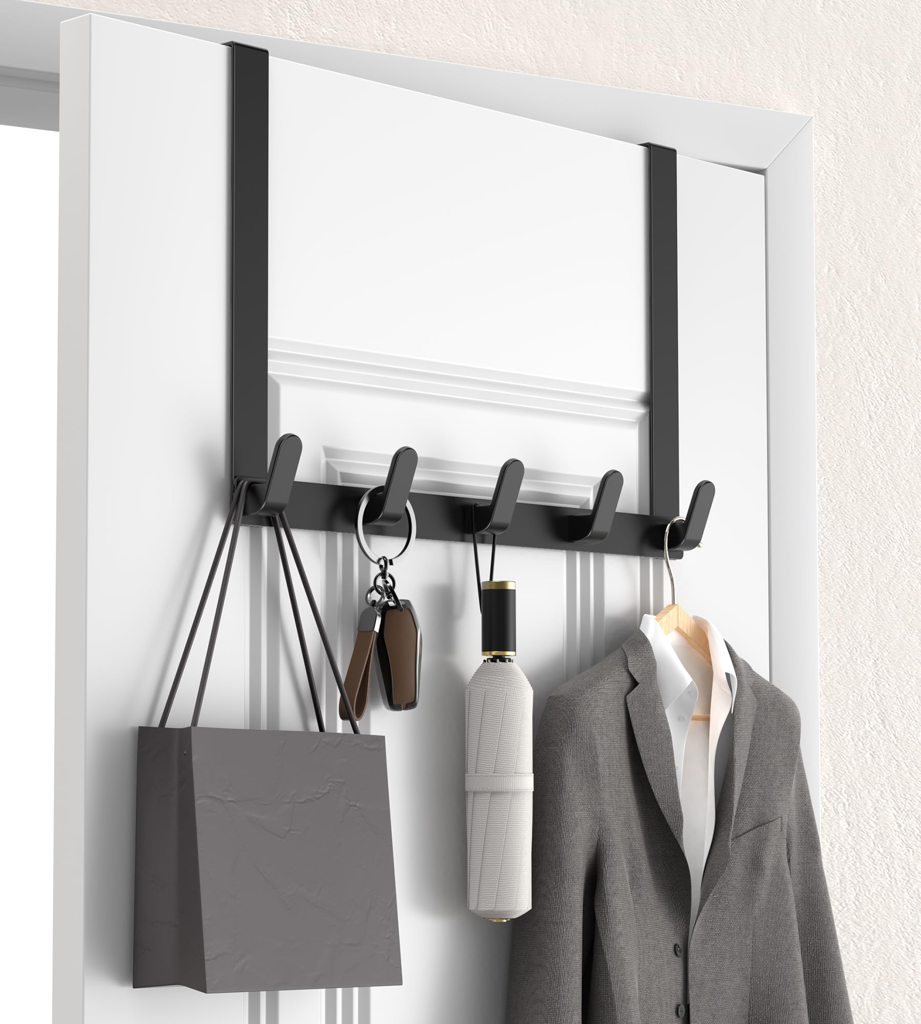 Photo 1 of KitchLife Long Over The Door Hooks Hanger with 15.75" Extended Arms, Fits 1 3/8" Doors, L40U - Bathroom Accessories and Towel Rack Organization - 1 Pack, Matte Black