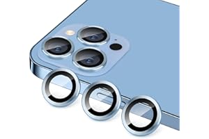 Hsefo Compatible with iPhone 13 Pro for iPhone 13 Pro Max Camera Lens Protector, Anti-Scratch Lens Cover 9H Tempered Glass Metal Camera Screen Protector Shockproof Camera Cover Ring -3 Pcs Sierra Blue