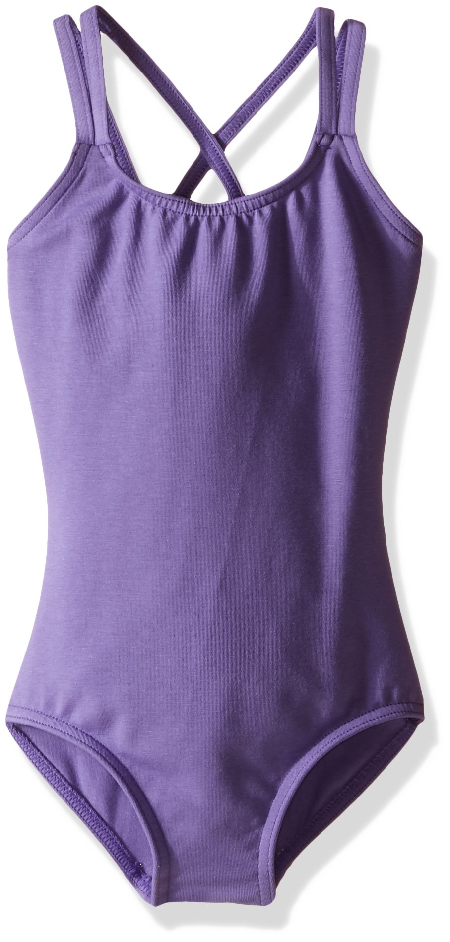 Capezio Double Strap Camisole Ballet Leotard for Girls, Crisscrossed Back Straps, Stretchy, Sleeveless, Girls Purple Dance Leotard for Jazz, Contemporary, CC123C, Amethyst, Child Small (2-6X)