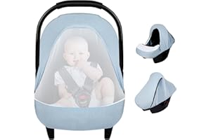 DAYEEBALL Car Seat Covers for Babies Breathable, Soft Baby Car Seat Canopy with Zipper, 2-in-1 Infant Carrier Cover for Boys and Girls, Protect Your Baby's Safety in Summer (Blue)