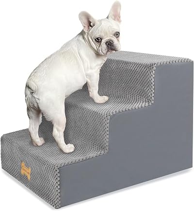 Nepfaivy Dog Steps for Bed 3-Step Non-Slip Foam Stairs 45x40x34cm