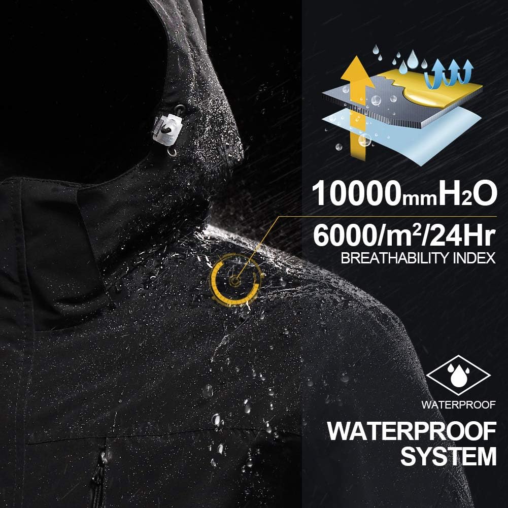 CAMEL CROWN Waterproof Ski Jacket for Men 3 in 1 Winter Jacket Windbreaker Snow Coat Parka for Hiking Snowboard: Clothing