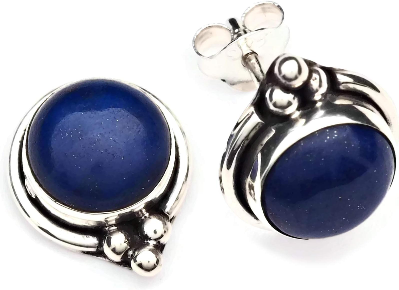 Studs 925 sterling silver with lapis lazuli (No: MOS 65-06)