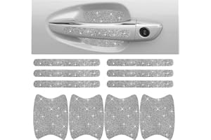 JOYCOURT Bling Car Door Handle Protector, Bling Auto Doors Handles Sticker Anti-Scratch, Universal Car Door Handle Protective Cover, Shiny Rhinestone Auto Decor Accessories for Women (White)
