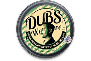 Dubs Was Here Mustache Wax Strong Hold | Competition Style Firm Stache Cream | Non-Greasy Grooming Gift for Men | Unique Bay Rum Scent | 1 oz Tin | Made in USA