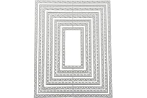 FAWENUCY Scrapbooking Die-Cuts, Layering Frame Metal Cutting Dies for Card Making, Paper Craft Punch Template, Background Embossing Stencils, DIY Album Décor (Rectangular Stamp edge-15.8x12.3cm)