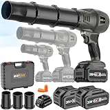 Cordless Snow Blower with 2-Battery Fast Charger | 200,000 RPM Powerful Motor with 3-Section Adjustable Nozzle for Yard Garage Car Cleaning, Turbo Breeze Electric Blower with Led
