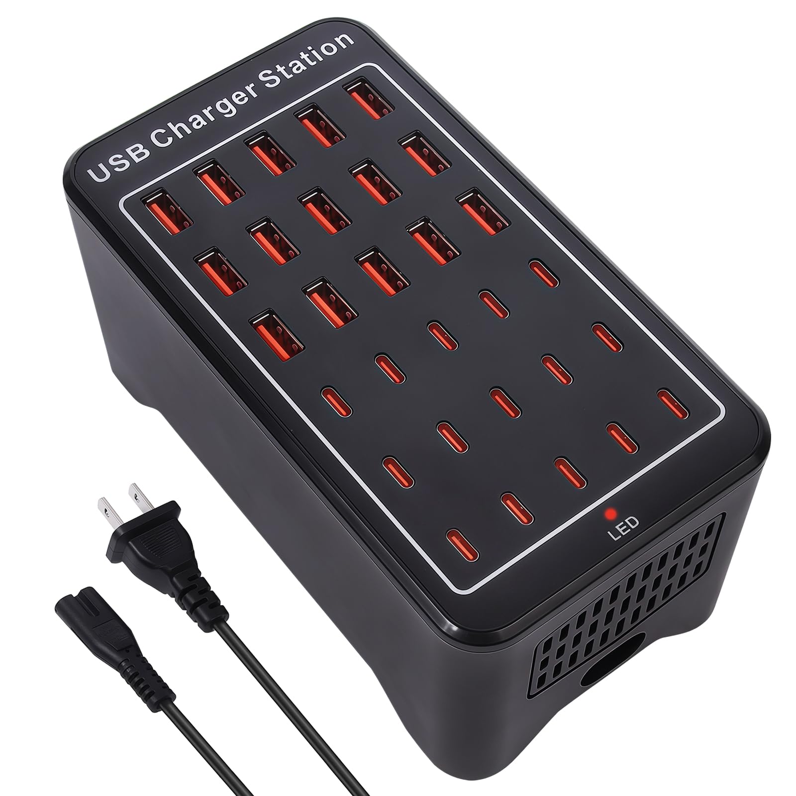Photo 1 of 150W(30A) USB Charging Station, 30-Port USB C Charger Block, Multiple Desktop/Wall Fast Charger with Intelligent Protection Compatible with iPhone, iPad, Tablets, Smartphones