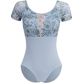 AFAVOM Ballet Leotards for Women Adult Butterfly Flower Print Backless Gymnastics Leotards with Bra Training Practices